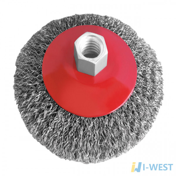 Щітка конусна 100 мм, для КШМ, М14 (витий дріт) INTERTOOL BT-5100 Щітка конусна 100 мм, для КШМ, М14 (витий дріт) INTERTOOL BT-5100