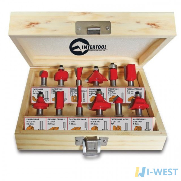 Набор фрез по дереву 12 ед. INTERTOOL HT-0071