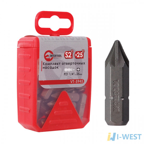 Комплект викруткових насадок PZ1 1/4x 25 мм - 25 шт. INTERTOOL VT-5945