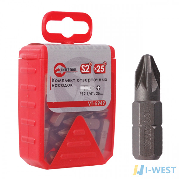 Комплект викруткових насадок PZ2 1/4 INTERTOOL (VT-5949)