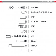 Набір інструментів 36 шт, 1/4 INTERTOOL (ET-6036)